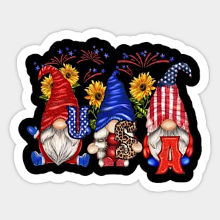 4th Of July Patriotic Gnomes Sunglasses American Fireworks Sticker